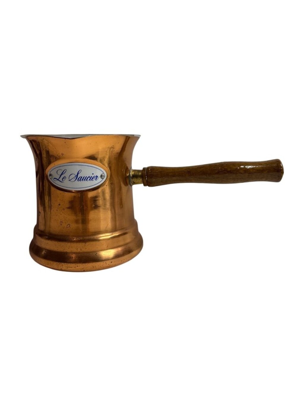 Le Saucier Copper Sauce Pot With Wooden Handle & Removable Liner Classic Design